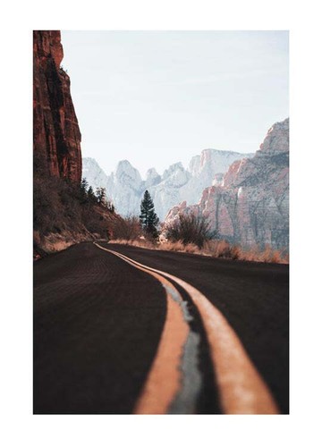 Poster road with mountain - road,