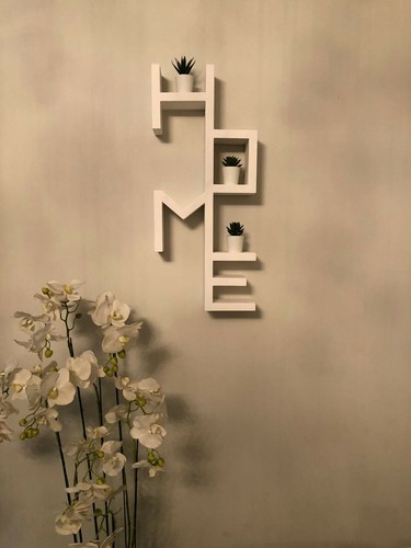 Scritta mensola home legno